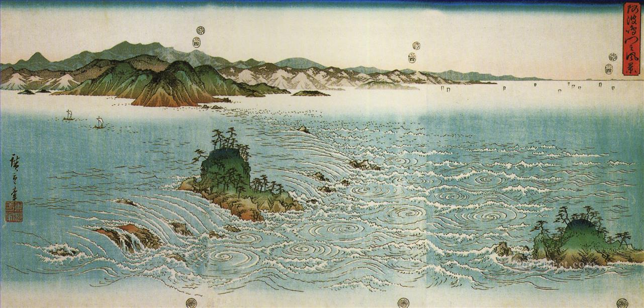 whirlpools on a rocky coast Utagawa Hiroshige Ukiyoe Oil Paintings